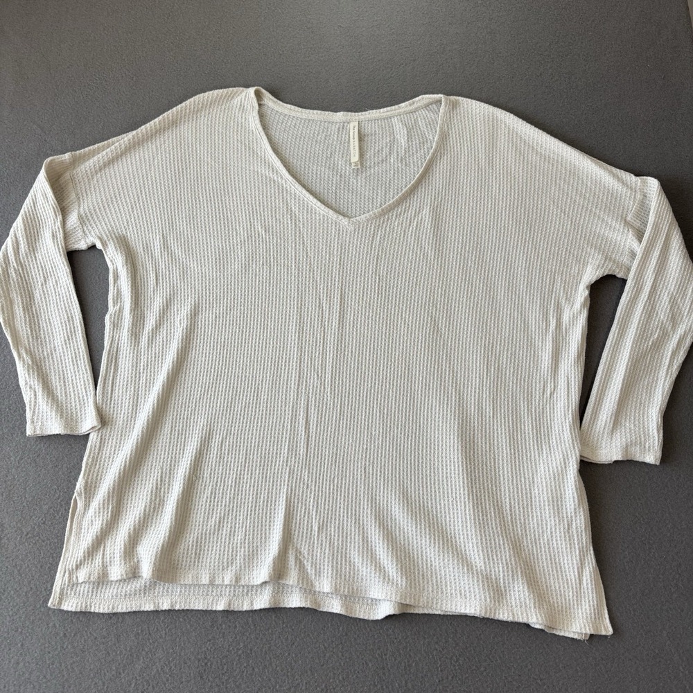 Aritzia Babaton The Group Oversized Boxy Waffle Knit Sweater Cream‎ Size M Boho